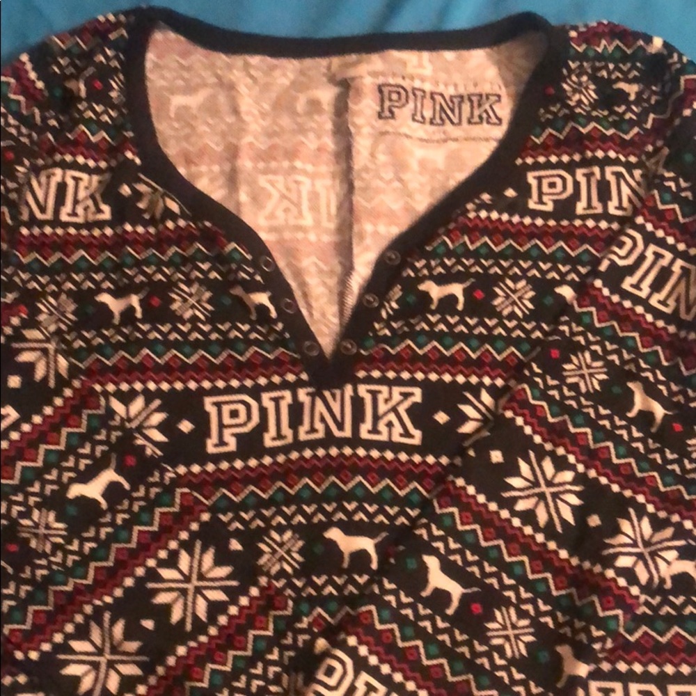 Pink VS One piece pajama NWOT Size Large